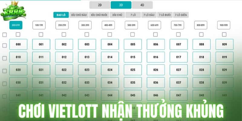 Chơi Vietlott nhận thưởng khủng tại xổ số S888