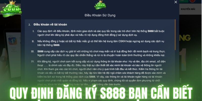 Quy định đăng ký S888 bạn cần biết