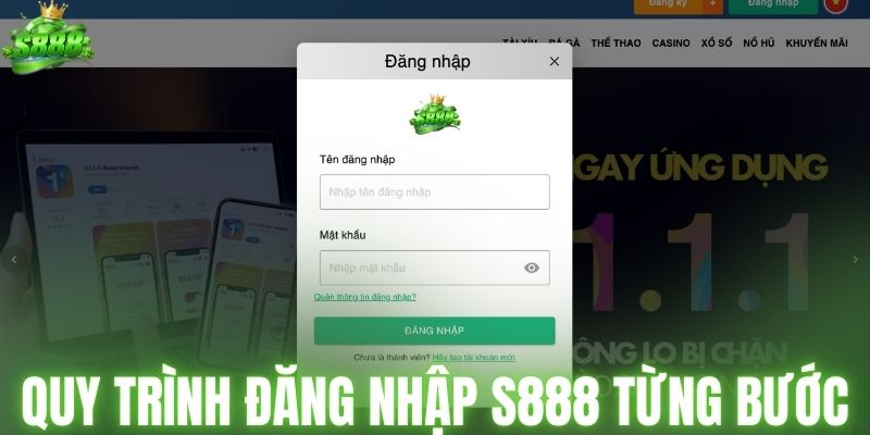 Quy trình đăng nhập S888 từng bước